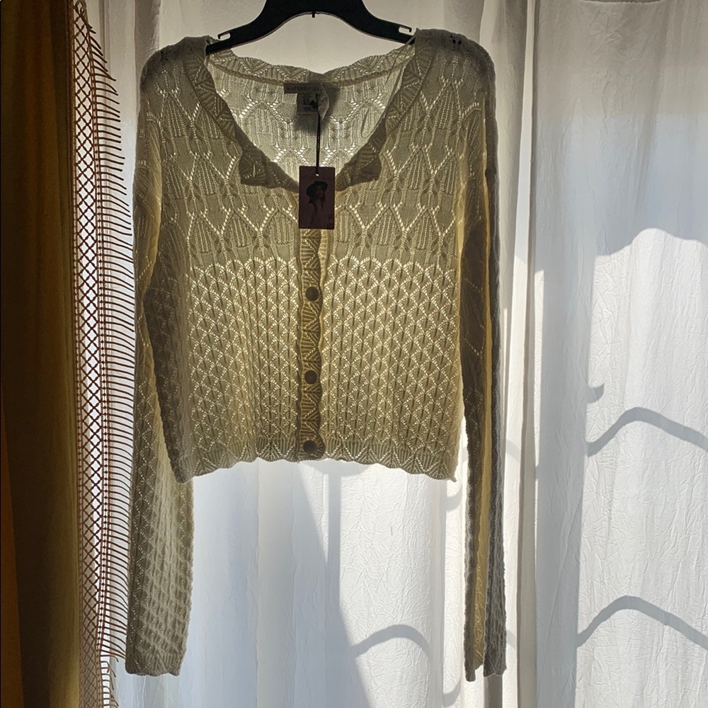 Sincerely Jules White NWT Cardigan with Intricate Knit Design